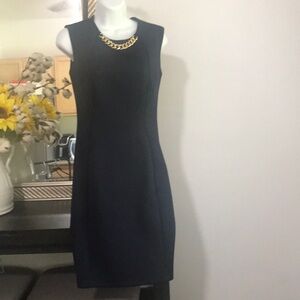 Calvin Klein Blue Embellished Sheath Midi Dress. NWOT